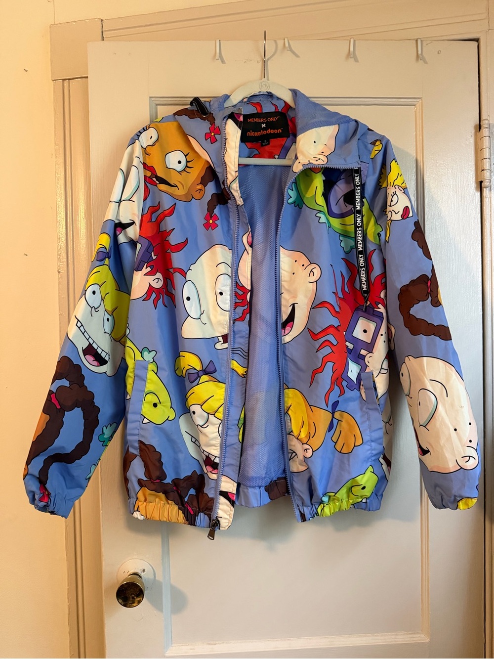 Members Only Blue Rugrats Cartoon Print Hooded Raincoat